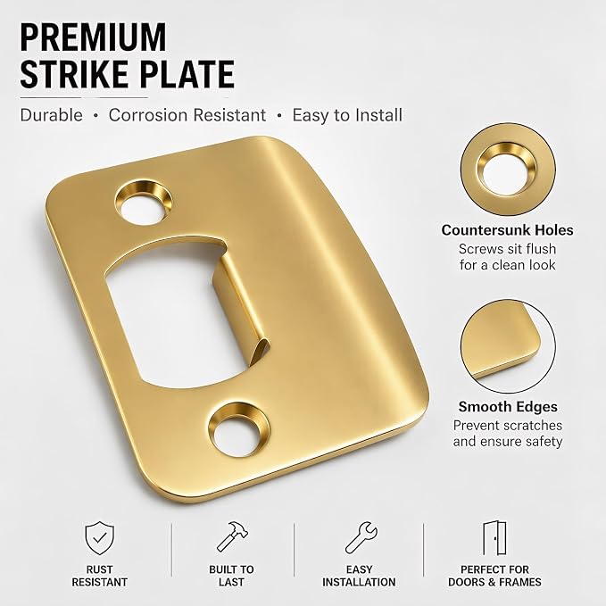 Door Strike Plate Univeral, 2-1/4 inch x 1-7/16 inch, Round Corner - Image 6