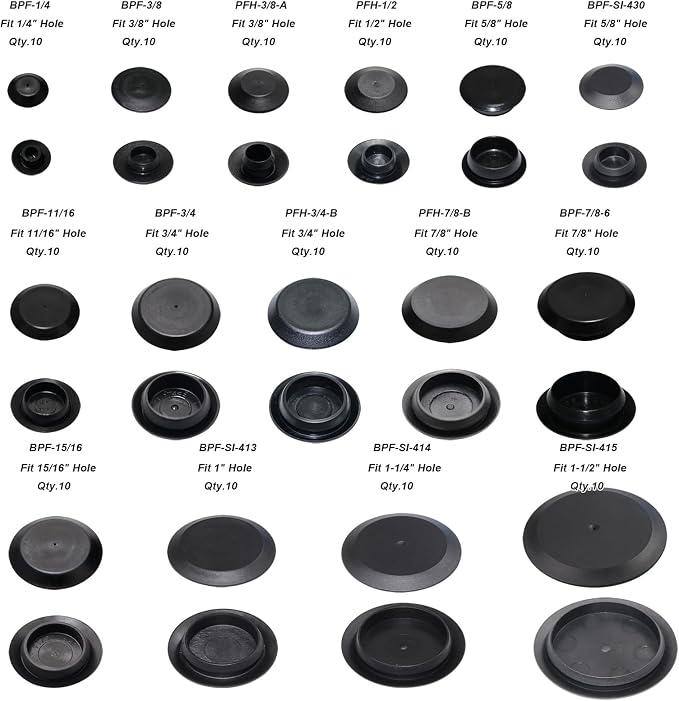 150pcs Flush Mount Black Hole Plug Assortment - Image 3