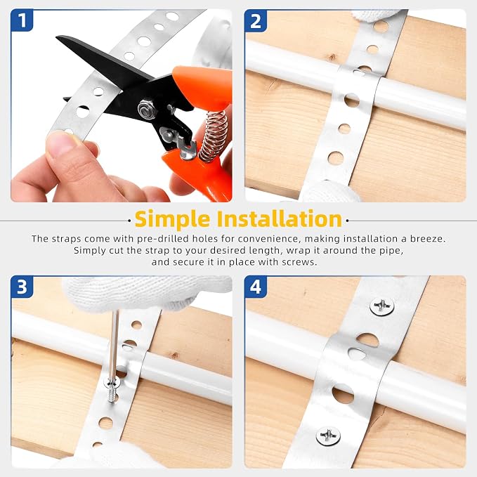 Glarks 32pcs 11/16inch x 10Feet Galvanized Metal Pipe Strap - Image 6