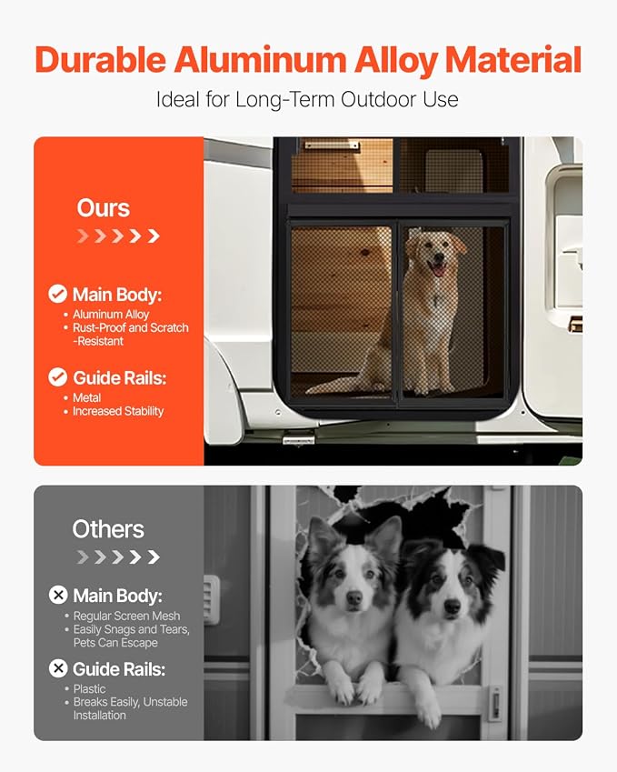 VEVOR RV Screen Door Protector, 26.5 x 20 inch Door Grille, Reinforced - Image 3