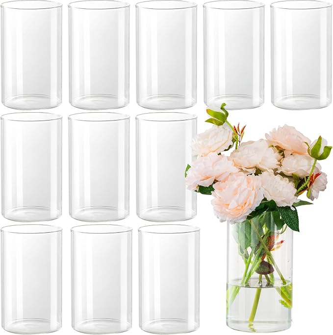 12pcs Glass Cylinder Vases for Centerpieces by TumblerHome