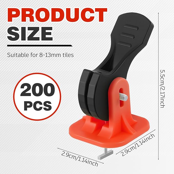 Nuanchu Tile Leveling System Kit 200 Reusable Tile Spacers + 200 1/16'' - Image 2