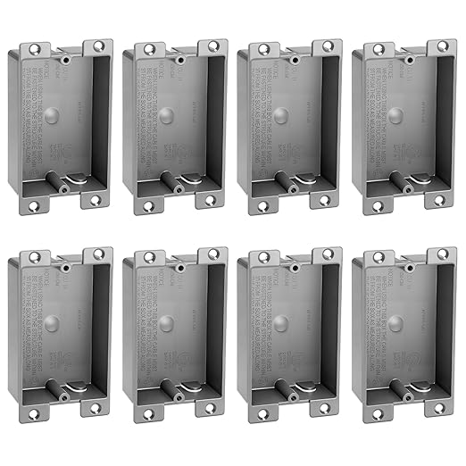 Relaxweex 8 Pack Plastic Shallow Electrical Box, 8 Cubic Inch Grey Shallow by Relaxweex