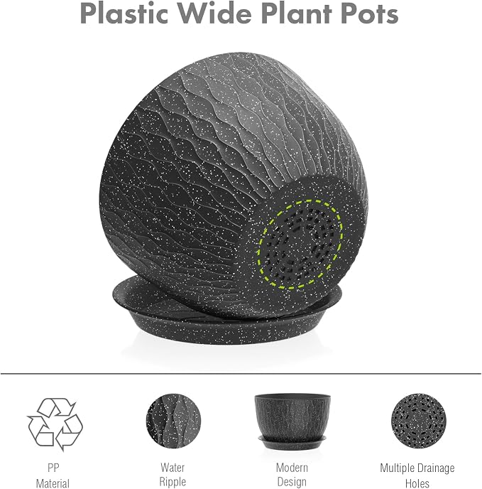 Meowell 12/10/9 inch Large Flower Pots, 3 Set Big Plant Pots - Image 4