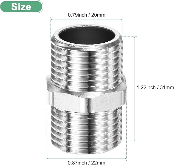 M METERXITY 1-Pack Brass Check Valve, 1/2" Male to 1/2" Male Thread One Way - Image 3