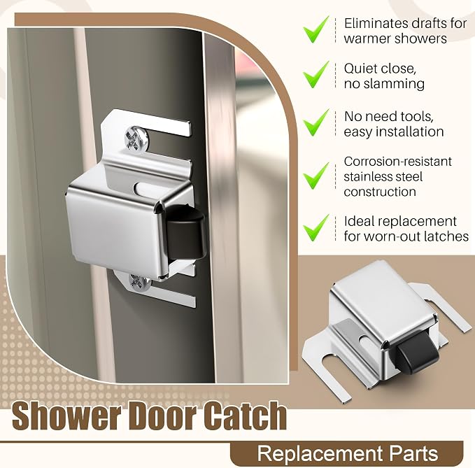 Jetec 2 Pack Black Shower Door Latch Replacement, Stainless Steel | Single - Image 5