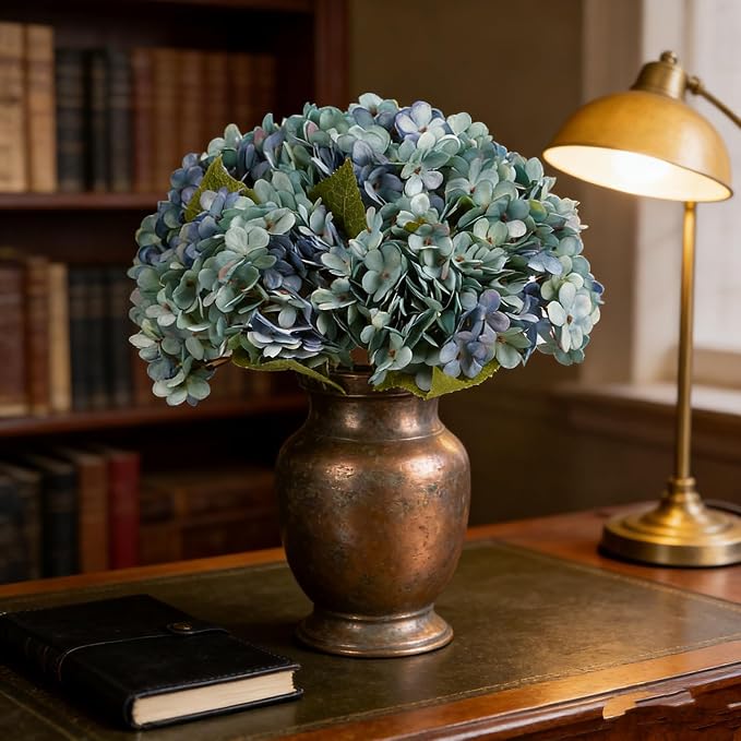 Kimura's Cabin 6pcs Hydrangea Artificial Flowers Silk Fake Hydrangeas, - Image 5
