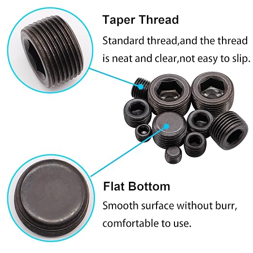 60PCS Black Carbon Steel Pipe Plug Fitting Assortment Kit - Image 3