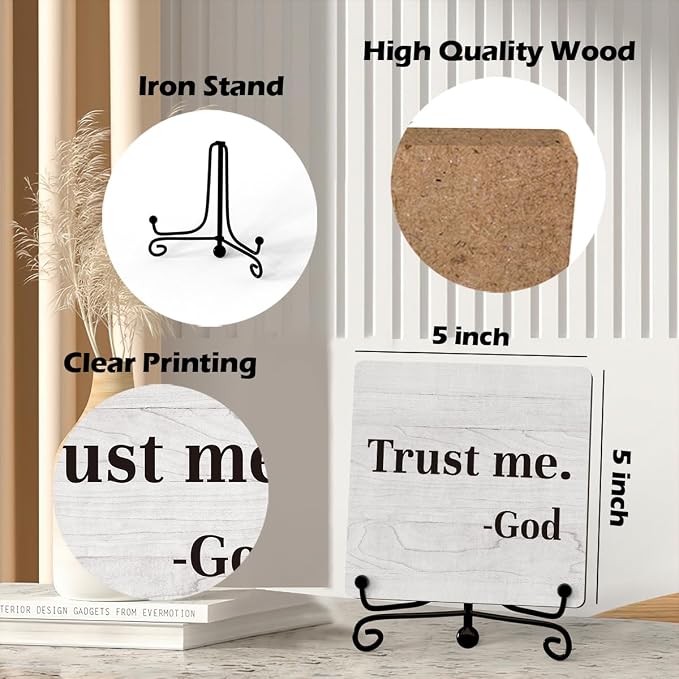 Inspirational Office Desk Decor, Trust Me God Sign, Desk Decorations - Image 2