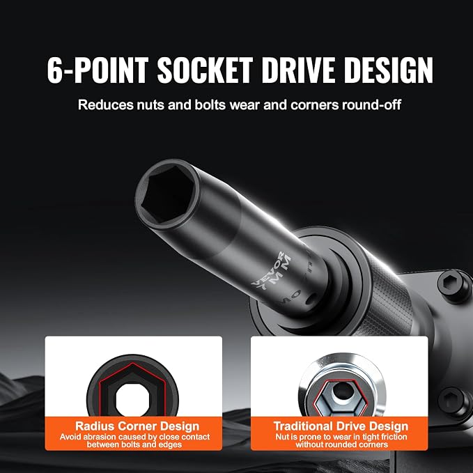 VEVOR 1/2" Drive Impact Socket Set, 9 Piece Deep Socket Set Metric 29-38mm - Image 4