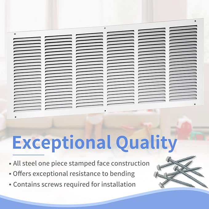 Howeall 30"W x 12"H Steel Return Air Grille, Air Return Vent Cover - Image 2