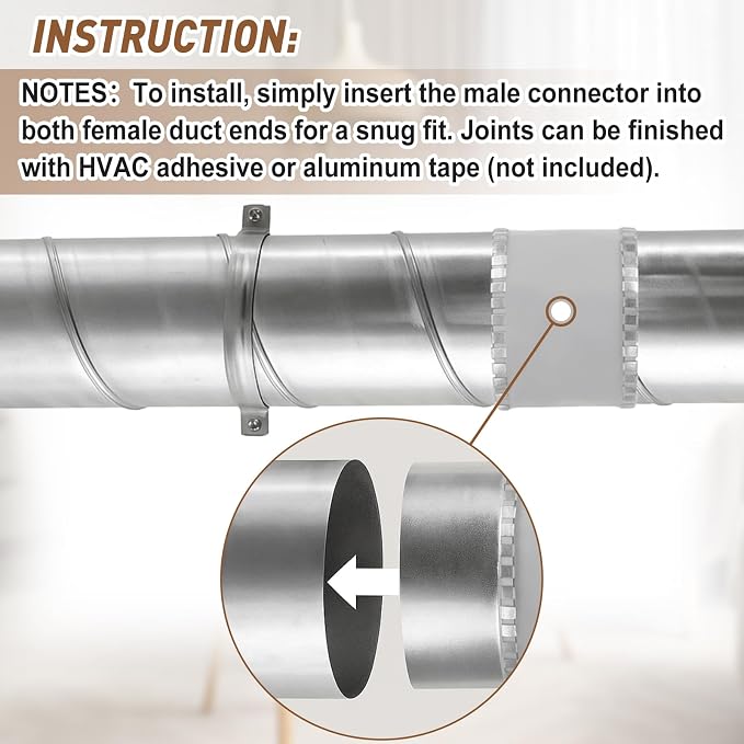 6 Inch Flexible Duct Connector, Round Dryer Vent Connector Galvanized Steel - Image 6