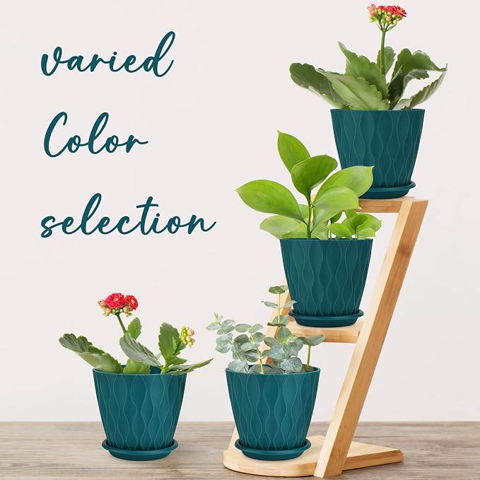 YNNICO 6 inch Plant Pots, 5 Pack Flower Pots Outdoor Indoor, Planters - Image 6