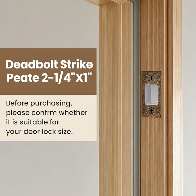 Deadbolt Strike Plate Door Backplate 1" x 2-1/4" Round Corner | 2 Pack - Image 5