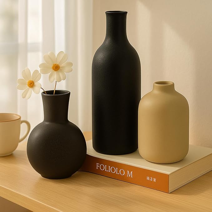 Ceramic Flower Vase for Home Decor Bedroom, Matte Neutral Vases, office - Image 6