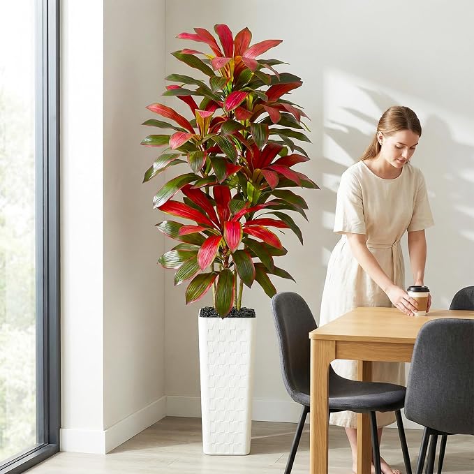 Artificial Red Dracaena Tree Indoor, 7FT Tall Fake Floor Plants - Image 3