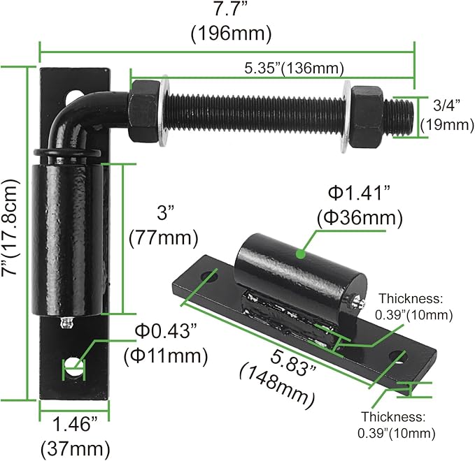 Industrial Heavy Duty Bolt on 3/4" J Bolt Gate Hinge - Image 2