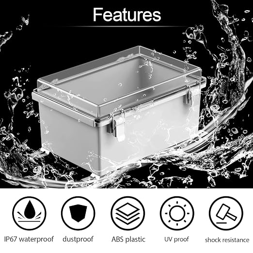 Electrical Box, IP67 Waterproof Hinged Clear Cover Stainless Steel Latch - Image 3