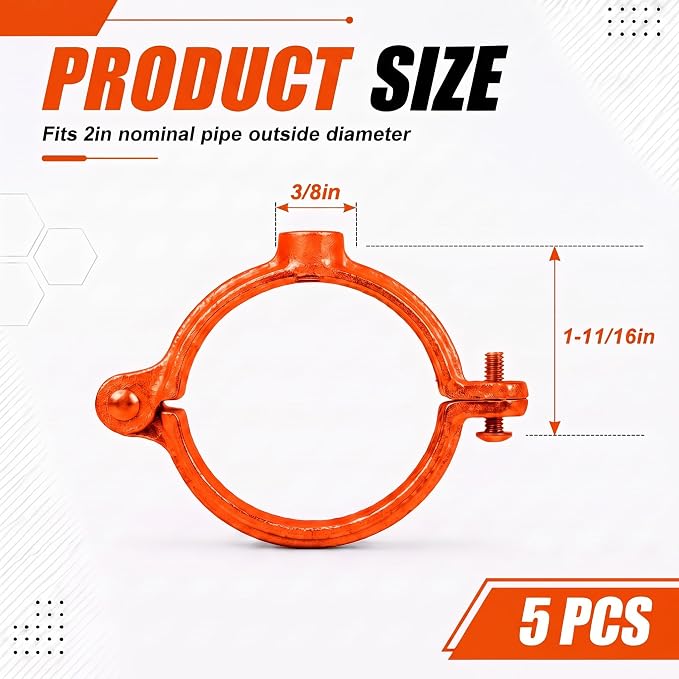 5 Pack 2 in. Hinged Split Ring Pipe Hanger, Tubing and Industrial Vintage DIY - Image 2