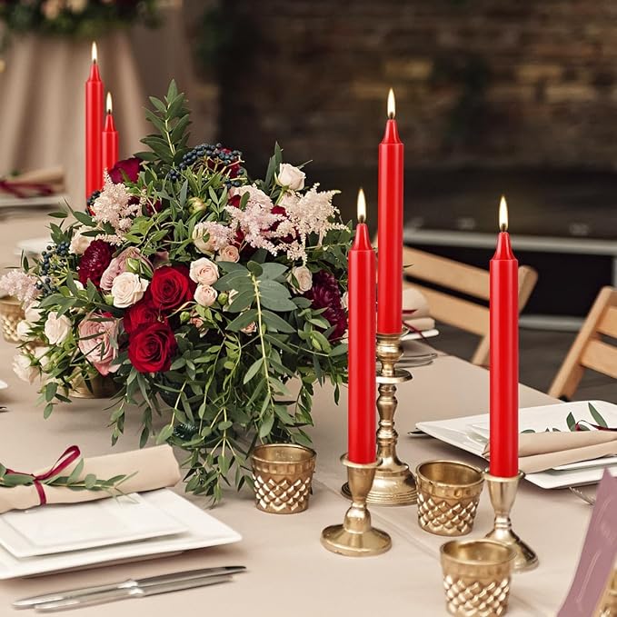 Howemon Red Candles Set of 40, Unscented Mini Taper Candle - Image 4