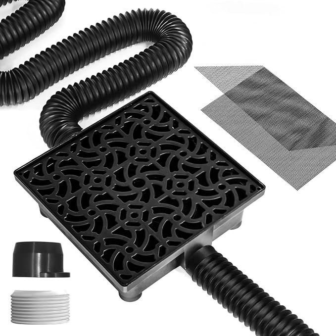 12x12in Gutter Downspout Extensions Big Kit | Catch Basin+2pcs Pipes, Low by NAACOO