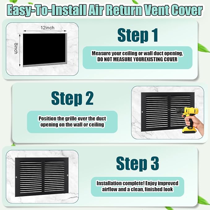 Blulu 6 Pack Fit for 12 x 8 Inch Duct Opening Return Air Vent Cover - Image 4