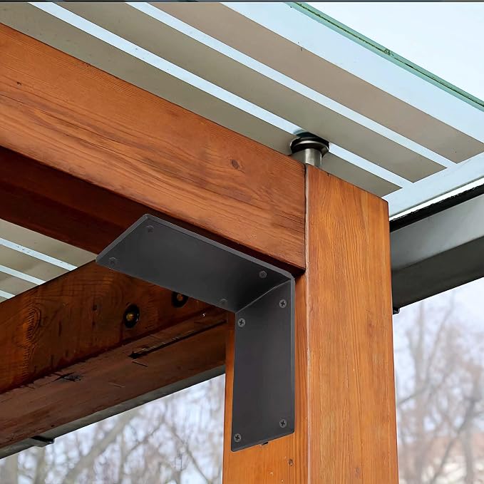 4Packs Heavy Duty Steel Corner Brackets, 90 Degree Angle Post Bracket-6"x 6" - Image 5