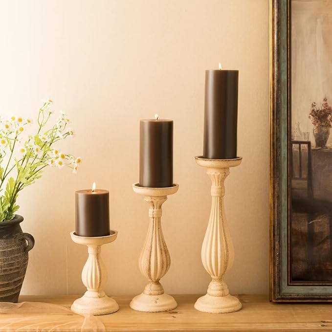 MOZEAL 3" x 8" Hand-Poured Unscented Large Candle, Smokeless Rustic Pillar - Image 6