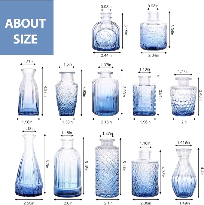 CUCUMI 12pcs Bud Vases for Centerpieces, Decorative Flower Vases for Wedding - Image 2