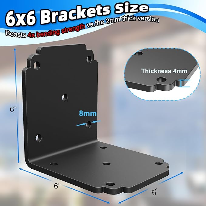 6"x6"x5.5" Heavy Duty L Bracket, 90 Degree Pergola Bracket - Image 6