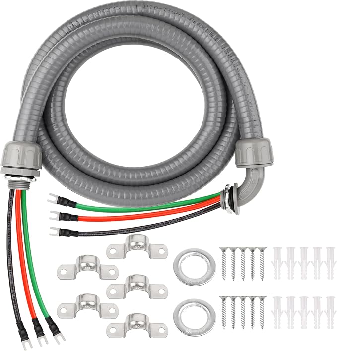 8FT Non-Metallic Liquid-Tight Conduit Kit, 1/2" Pre-Wired Electrical Whip by XRDS-RF