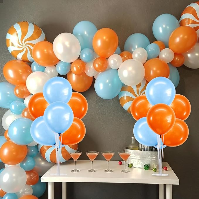 TONIFUL 4 Set Blue and Orange Balloon Stand Balloon Centerpieces - Image 5