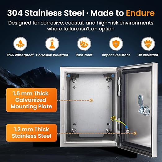 QILIPSU 304 Stainless Steel Electrical Box IP65 Waterproof Steel Project - Image 2