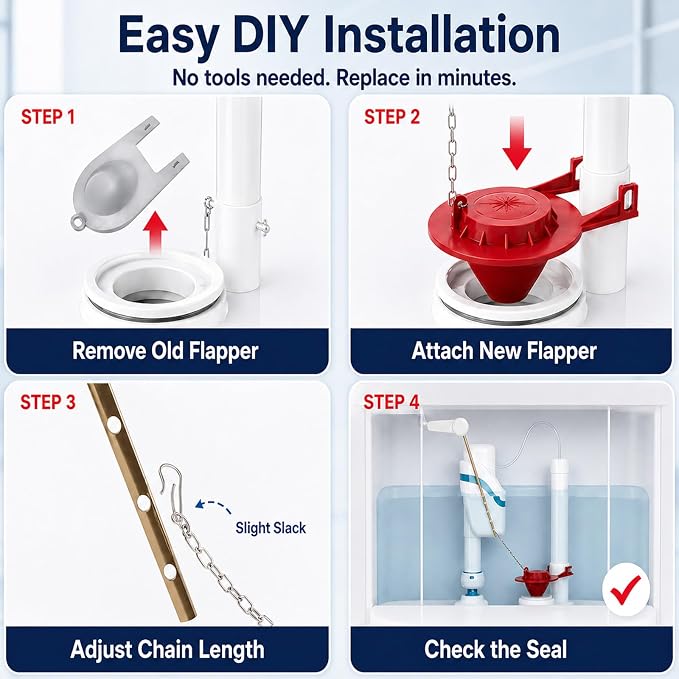 2 Pack 2-Inch Toilet Flapper Replacement Kit – Fix Running Toilets & Ghost - Image 9