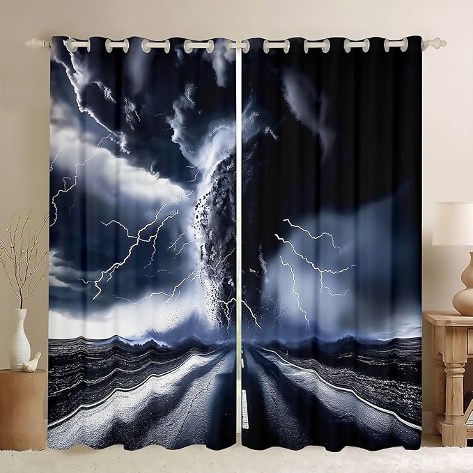 jejeloiu 3D Tornado Window Drapes Natural Disaster Blackout Shades Window by jejeloiu