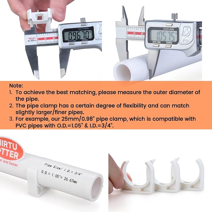 U-Shaped PVC Pipe Clamps Hanger White 32mm/1.26" | - Image 4