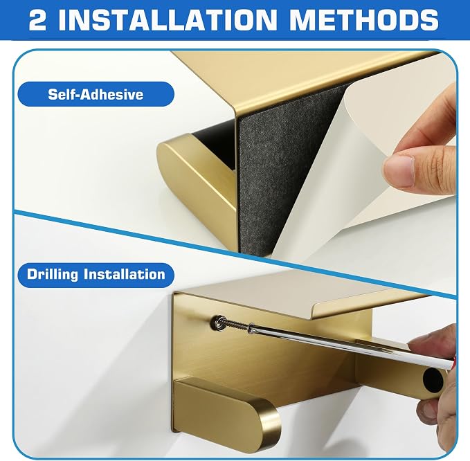 Alise Toilet Paper Holder with Shelf Wall Mount Adhesive or Screw in - Image 5