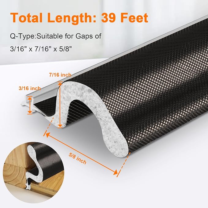 Storystore 39 FT Foam Kerf Weather Stripping Door Seal, Draft blocking - Image 3