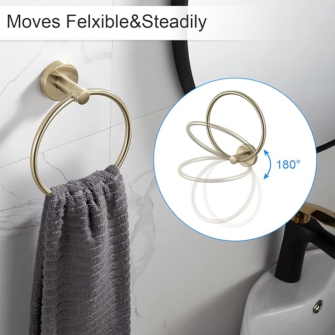 BGL Bathroom Accessory Set Brushed Gold 4 Pieces Towel Rack Set - Image 3