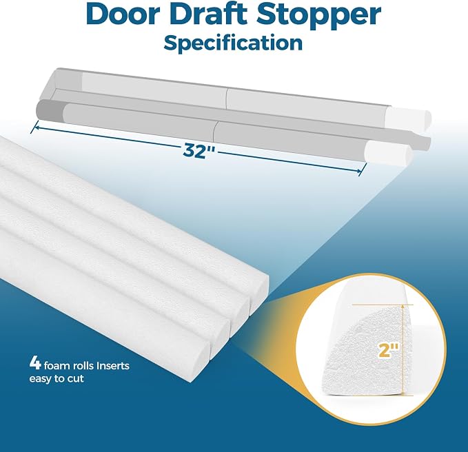 Augblinds 2X Double-Sided Door Draft Stopper, Adjustable 32 in, Fits 26-32 Inch - Image 5