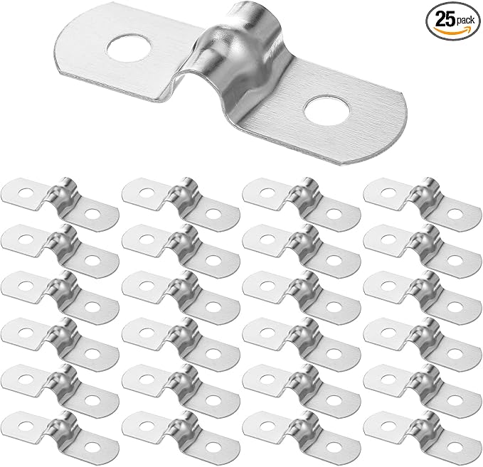 25Pcs 1/4" 304 Stainless Steel Rigid Pipes Strap Two Hole Straps U Bracket Pipe by Unknown