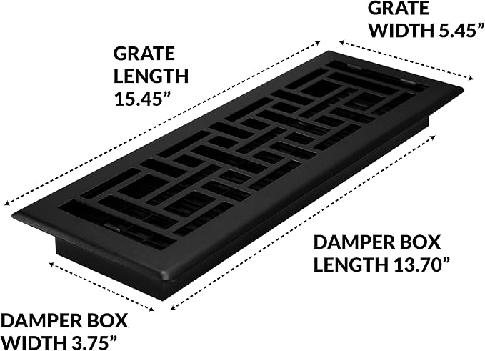 Decor Grates AJH414-BLK Oriental Floor Register, 4x14 Inches, Textured Black - Image 7
