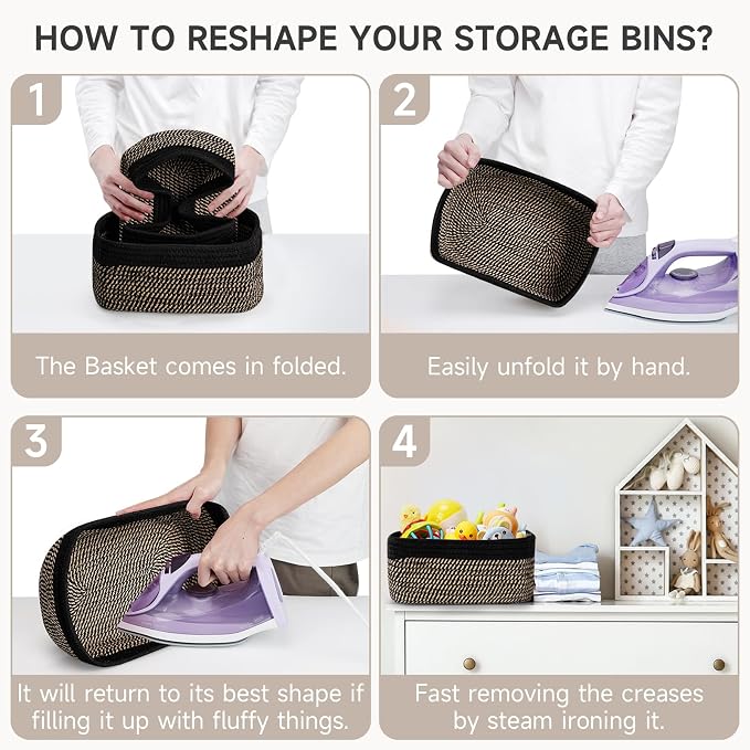 3 Pack Small Storage Baskets for Organizing, 11.8×7.8×5.1", Cotton Rope Basket - Image 8