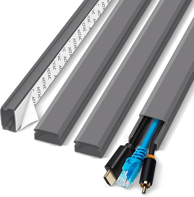 62.8in Grey Cord Hider for TV on Wall, Paintable Cord Cover Wall Kit | Wire by YCLYC