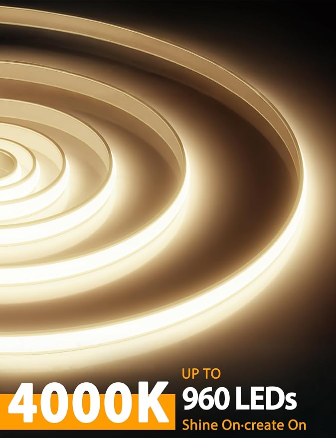 Lamomo COB LED Strip Lights, 9.84Ft Natural White Dimmable Self-Adhesive Led - Image 4