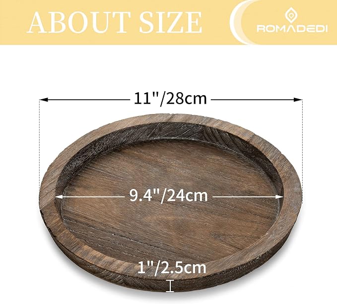 Romadedi Farmhouse Wooden Candle Tray, 11 Inch Round | Wood Decorative Pillar - Image 4