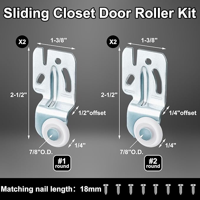Blulu 4 Pcs Sliding Closet Door Roller Kit | Wardrobe Wheels Hardware, Fits Top - Image 2