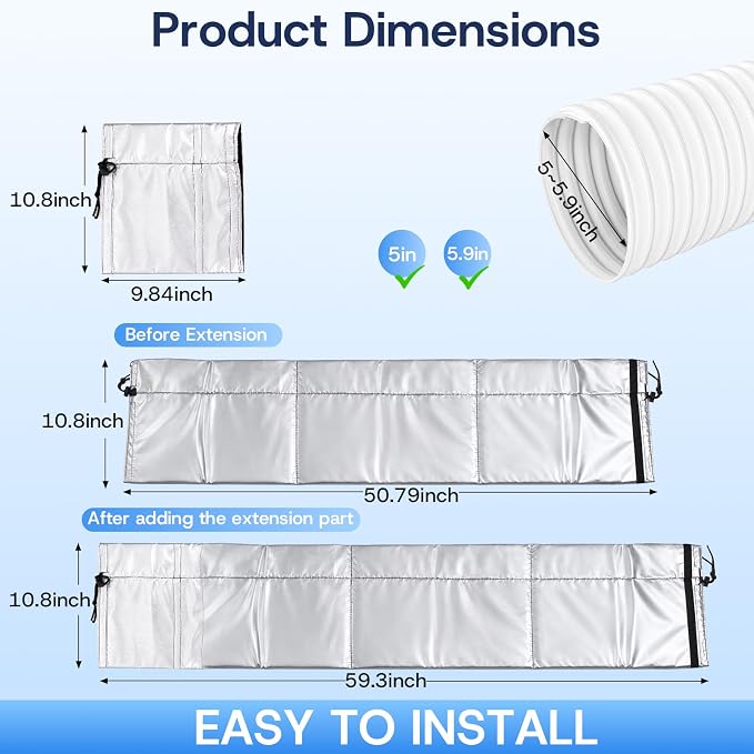 Portable AC Hose Insulation Sleeve, Heat Insulation Cover Wrap - Image 3