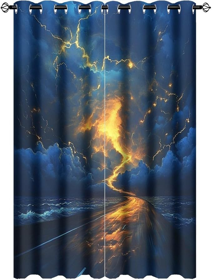 Nature Tornado Lightning Blackout Curtains by StyleYourHomeLoveYourSpace