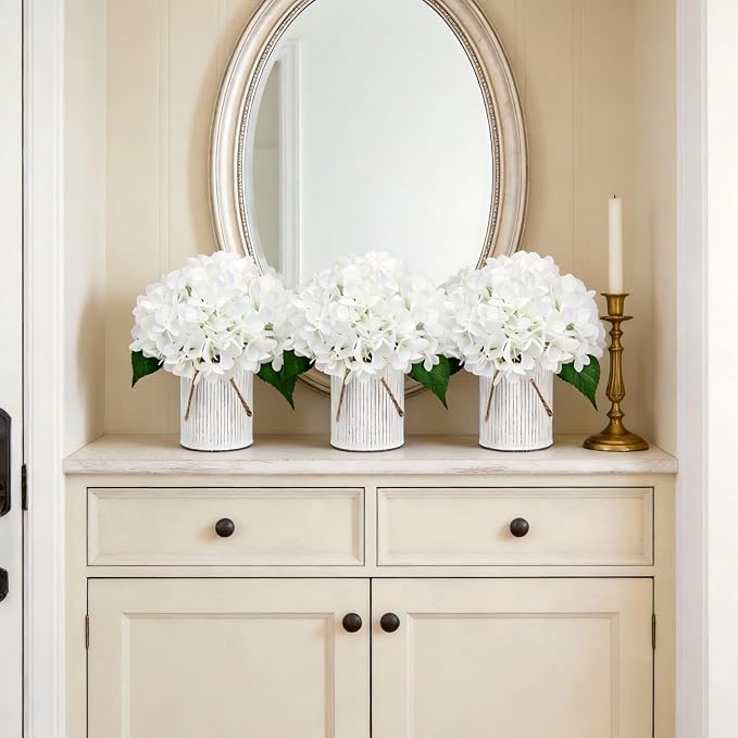 Ivory White Flower Table Centerpieces, Hydrangeas | Floral Arrangement - Image 7